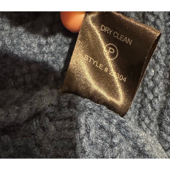 360 Cashmere 100% Cashmere Blue Boxy Chunky Knit Turtleneck Sweater XS - Picture 9 of 10
